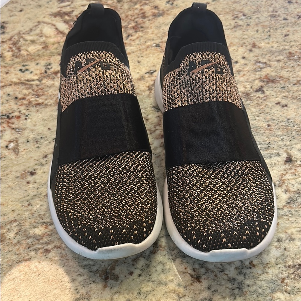 Stylish Black and Tan Women's Slip-On Sneakers